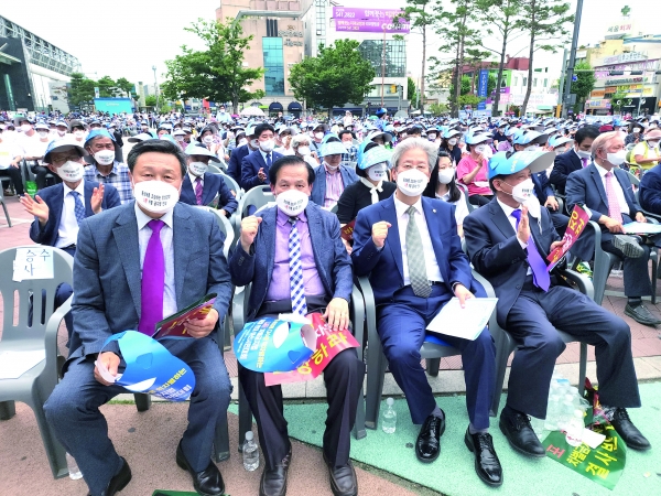 차금법 반대 아산시민대회가 지난달 26일 온양온천역 광장에서 개최됐다.