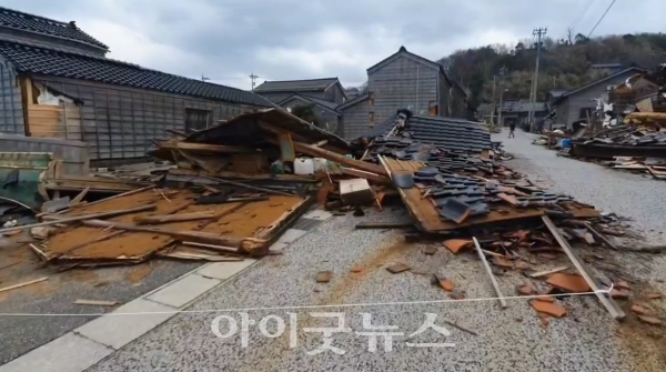 일본 이시카와현에 발생한 지진피해현장