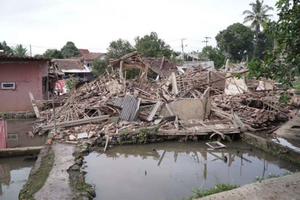 인도네시아 지진 피해 지역 모습.